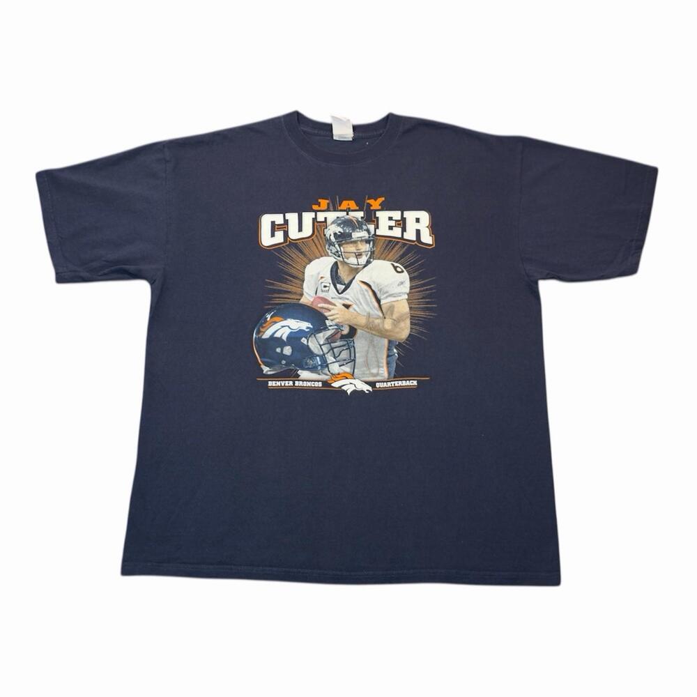 VTG Y2K Denver Broncos Jay Cutler Navy Blue T-Shirt NFL Players 2XL